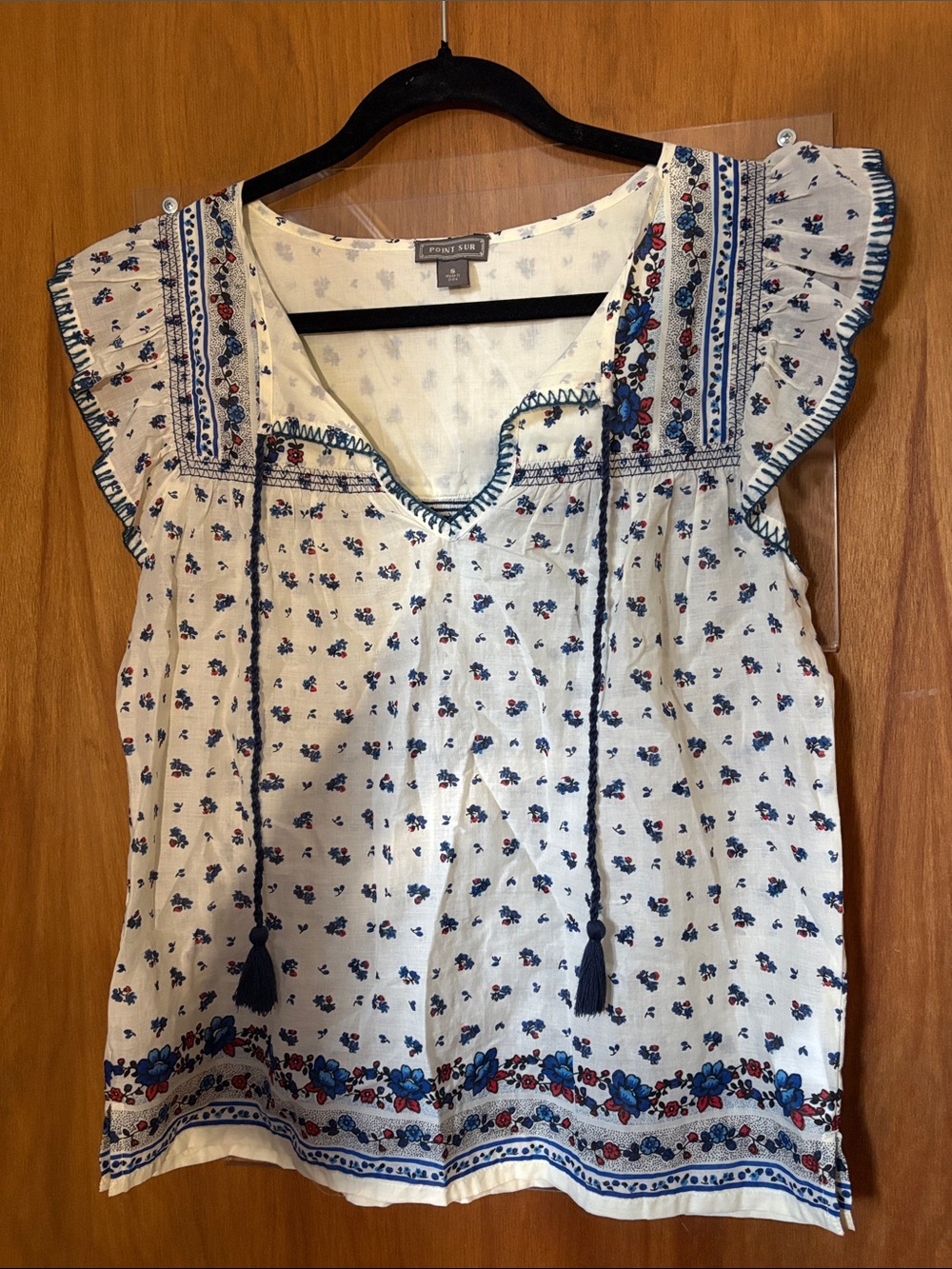 J. Crew Point Sur Flutter Sleeve Peasant Top in Cotton Voile